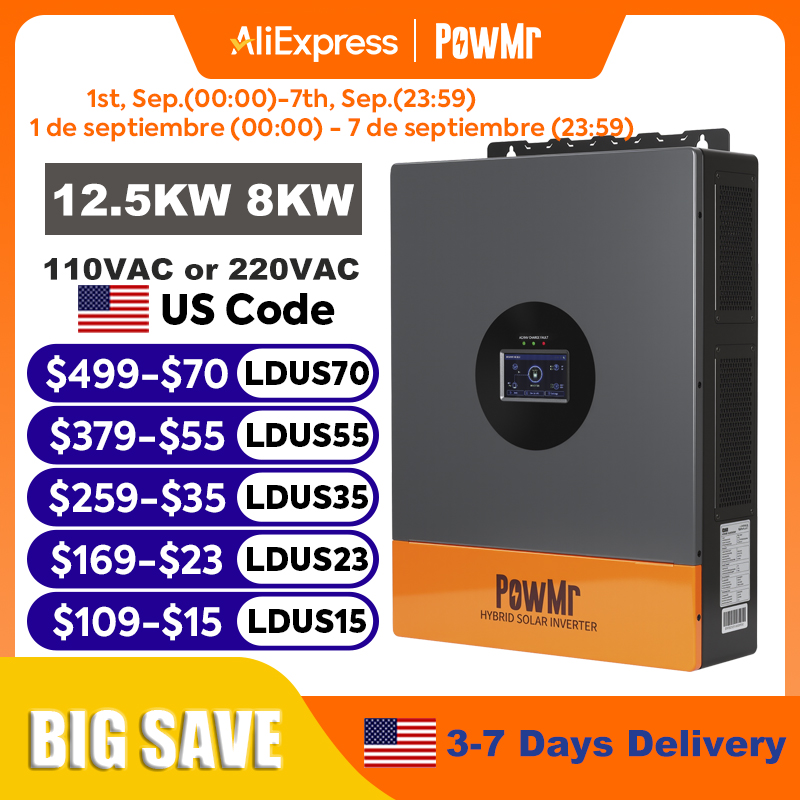 Drone Solar Charger - PowMr 12.5KW 8KW Inwerter Jednofazowy 110V